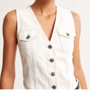 Abercrombie & Fitch Mara Denim Vest - White
